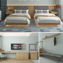 Quick hotel folk Cebu Dormitory Furniture Full House Custom High-end Bed Backrest Light TV Frame TV Cabinet Combo
