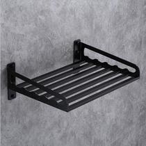 Space aluminum black supplies single-layer oven rack punch rack Microwave oven kitchen storage wall-mounted rack