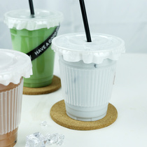 Disposable pp transparent plastic thickened non-slip heat insulation cup cover Milk tea coffee hot and cold drinks takeaway packaging