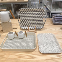 Export South Korea Nordic terrazzo bamboo fiber tray square tea cup storage dish snack bread flat plate