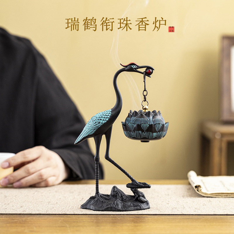 超人気☆浮彫千鶴/香炉銅塔/仙鶴銅炉/香薫炉/鶴/炉置物