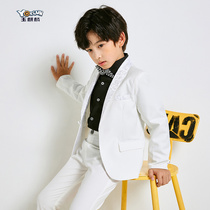 Boy suit suit suit Spring and Autumn white flower girl dress child piano performance host clothing children suit