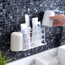 Bathroom wall-mounted toothbrush Shelf shelving shelf free of punch mouthwash toothbrushing cup toilet wall Tooth Cylinder Braces