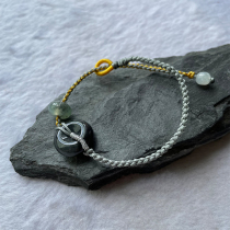 Myanmar jade a goods black chicken safety buckle braided bracelet female hand braided line diy hand rope couple