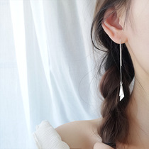 Geometric Triangular Earline Silver Temperament Earrings Earrings Earrings Womans long and thin summer fresher 100 hitch