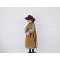 the tree tree Art girl skirt retro Moren girl lace-up vest dress cotton linen dress