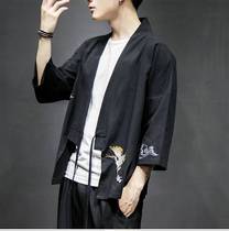Chinese style mens Hanfu retro style jacket ethnic crane embroidery big boy student CP dress Tang suit cardigan
