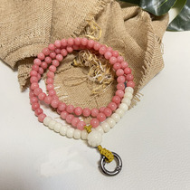 Dojimi Pink Peach Red Girl Cute Handmade Long Wrist Hanging Neck Mobile Phone Chain Hanging Rope Tanabata Gift
