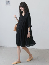 Maternity dress summer dress medium long fashion loose large size doll collar out nursing Chiffon summer skirt