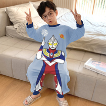 Childrens conjoined pajamas boys summer thin cotton boy Altman Spring and Autumn Baby Baby One Kick