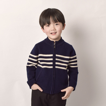 (100% wool) boys sweater cardigan Winter Childrens woolen sweater padded zipper coat