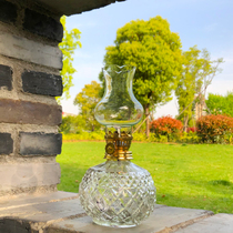 Kerosene lamp oil household new house admission Crystal lamp round body ghee lamp for Buddha lamp Retro props DIY