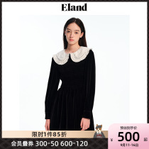 Eland dress love velvet doll collar dress 2022 new intellectual waist design sense skirt lady