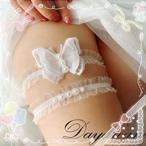 Japanese soft girl Lolitasson girl embroidered butterfly lace garter bow Garter