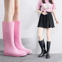 Japanese rain boots womens fashion outer wear high-barrel water shoes summer lightweight soft-soled waterproof rain boots non-slip long-barrel rubber shoes