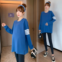 Pregnant women autumn 2021 new fashion wild long sleeve top loose size T-shirt spring and autumn pregnant women base shirt