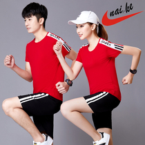 NAIpxKE Summer lovers sports suit men and women short sleeves shorts pure cotton T-shirt preliminary three sports exam morning practice