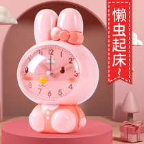 Girls cute rabbit alarm children girls girls elementary school students with special wake artifacts 2023 new red clock