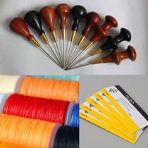 Sandalwood handle hand cone round wax thread polyester thread 0 45mm 6 strands leather hand stitches