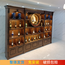 Customized solid wood wine cabinet wine cellar wine shop commercial showcase winery White Wine Wine Wine store display cabinet