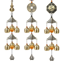  Retro metal copper bell wind bell pendant Pure copper bell clang pendant Home decoration Shop doorbell door decoration 2-layer 6 bells