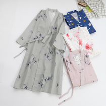Lovers Summer Pure Cotton Double Layer Gauze Pyjamas sundress Japanese style bath clothes and wind female pyjamas male bathrobe big code crushed flowers