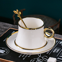 European small luxury coffee cup exquisite ceramic cup gold flower tea cup saucer set simple cup with spoon set
