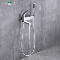 Export all copper cold and hot water simple surface shower set household mixing valve toilet chamber nozzle handheld shower