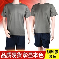New physical training suit suit Mens martial arts summer short-sleeved shorts Training suit Tactical t-shirt quick-drying