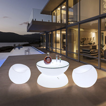 The LED light-emitting balcony xiao zhuo yi yi zhuo liang yi small coffee table light luxury contemporary table and chair three-piece suit
