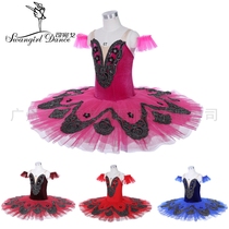 New red ballet competition performance dress dress TUTU dress girl group performance puffy gauze dress multi-color