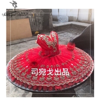 Ballet Don Quixote red TUTU dance dress Esmeralda GDC competition plate dress professional custom costume
