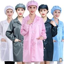 Big coat anti-static clothing work clothes six color optional long dust-free food factory electronic workshop coat female Blue