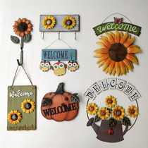 Wall decorations WELCOME sunflower Wall decoration Wrought iron sun flower creative home wall entrance door pendant