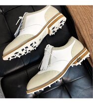 South Koreas original single golf mens shoes British style cowhide leather non-slip bottom nail golf green end mens shoes