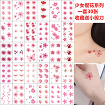Cherry Blossom Tattoo Stickers Waterproof Female long lasting ins Sexy Little Flower Clavicle Ankle Bana Pattern Tattoo Stickers