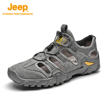 JEEP Jeep Sandals Men's 2021 Summer New Baotou Casual Sandals and Slippers Leather Men's Beach Shoes Summer