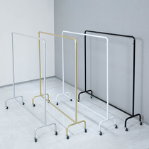 Clothes rack floor-to-ceiling simple bedroom household steel pipe single rod type hanging clothes drying and cooling balcony mobile with pulley
