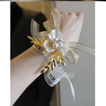 2021 new beautiful magnolia wedding wrist flower gray Korean wedding wedding bride bridesmaid sister flower event