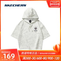Skechers sktch women 2021 summer new leisure sports hooded short sleeve T-shirt L221W190