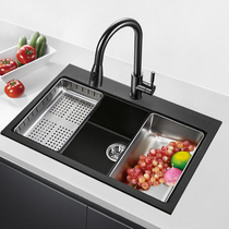 Submarine Black Quartz Stone Sink Large Single Slot Kitchen Sink White Granite Single Slot Set Sink