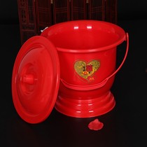 Wedding supplies spittoon jar childrens wedding red plastic with lid portable high foot spittoon wedding dowry
