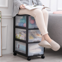 Drawer type storage cabinet household finishing box artifact wheel large plastic full transparent snack book storage box
