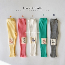2022 Spring new Korean baby crater strips of underpants male and female elastic body stickup letters printed trousers