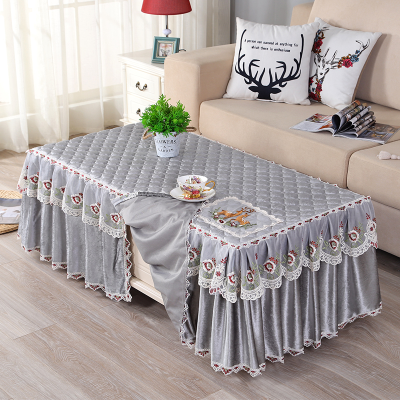 The new tea table cover set rectangular living room all-inclusive thick non-slip sofa TV cabinet set table table set dust cover