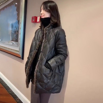 2021 New Haining leather sheep leather jacket down jacket womens long fashion young fur coat
