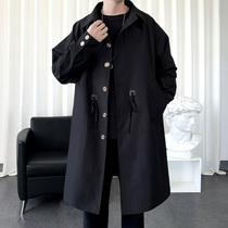 Mens windbreaker medium long Korean trend casual knee coat mens coat spring and autumn fashion brand handsome gown