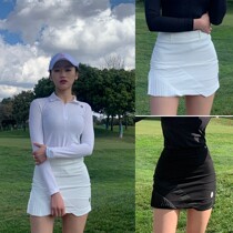 Golf Korean system suit woman high elastic speed dry body display leg length small code pack hip pleat skirt zipped long sleeve blouse
