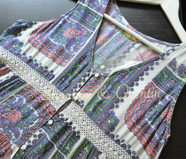 New S-Q Japanese original d color flower handle loose 2 wear ethnic crochet flower stitching big pendulum vest dress