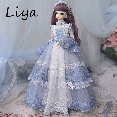 taobao agent Liya handicraft Xiandi 4 points BJD SD MDD with the baby dress Lolita long skirt haze blue fairy skirt